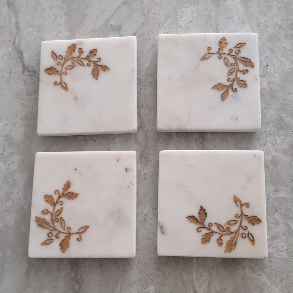 EUC Marble Coasters with Brass Inaly